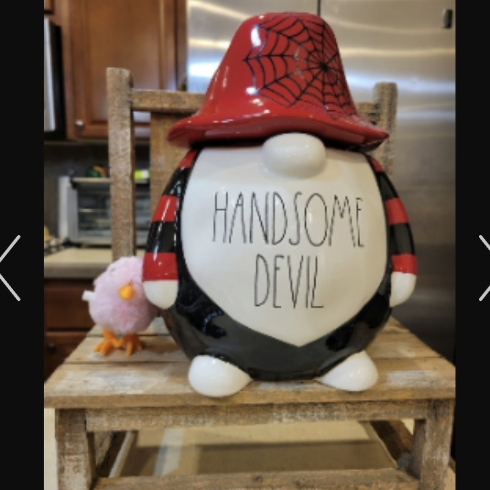 NWT Handsome Devil Gnome cookie jar treat Canister RAE DUNN